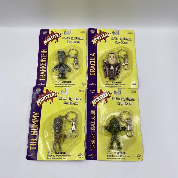 Vintage Universal Monsters Sideshow Little Big Heads Keychains Set of 4 Series 1